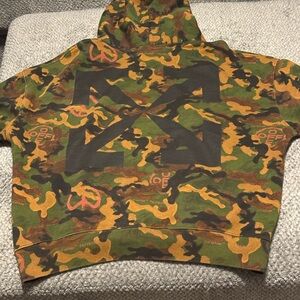 Off-White Green and Brown Camouflage Hoodie AUTHENTIC